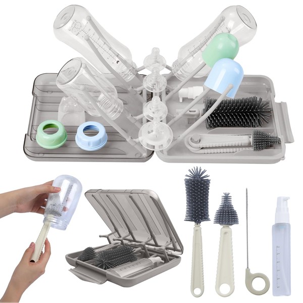Mombasics Portable Baby Bottle Cleaning Kit – 6-in-1 Travel Bottle