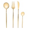 24Pcs Gold Silverware Set Knife Fork Spoon Rustproof Stainless Steel