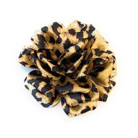 Large Rose Fascinator Corsage Hair Clip and Brooch Pin, Satin Flower, Multi-Colour Options (Leopard Print)