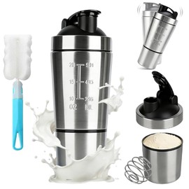 600ML Botella para Proteina de Coctelera de Acero Inoxidable