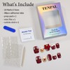 TENPAL Christmas Press on Nails Short Square Handmade Matte Red