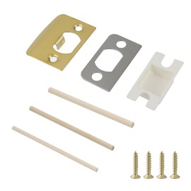 Nicerity Standard Door Strike Plate with Shim, Door Lock Latch Restorer Spacer Narrow Edge Frame Striker for Door Latch (Gold)