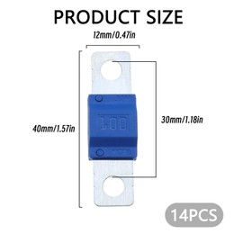 14PCS Midi Fuses,32V Midi Fuse 30/40/50/60/70/80/100Amp High Current Automotive&Marine Bolt-on Car Truck Electric Hybrid Vehicle Motor,Compatible with MIDI Fuse Holder,Copper Terminal,Overload Protect