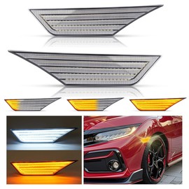 HECASA Pair LED Side Marker Light, Compatible with 2016-2021 Honda Civic Sport Si Coupe Sedan Hatchback, Front Sequential Dynamic Side Light Lamp 2Pcs Driver&Passenger Side - Clear Lens