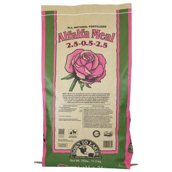 Down To Earth Organic Alfalfa Meal Fertilizer Mix 2.5-0.5-2.5, 25 lb