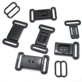 50 Sets Adjustable Bow Tie Clips Plastic Snap Buckles Hook Fastener for Necktie Strap (Black)