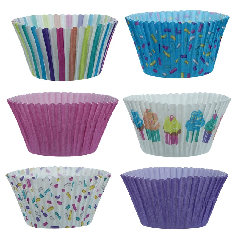 Baked with Love Pastel Cupcake Cases, 50mm Baking Cups, Multicoloured