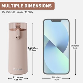 Exllena Small Water Bottle 150ml with Straw – Small Flask with One-Hand Open Design, Leak-Proof Locking Lid, 4-6 Hours Hot/Cold Retention and Portable for Coffee, Milk, or Any Beverage(Brown)