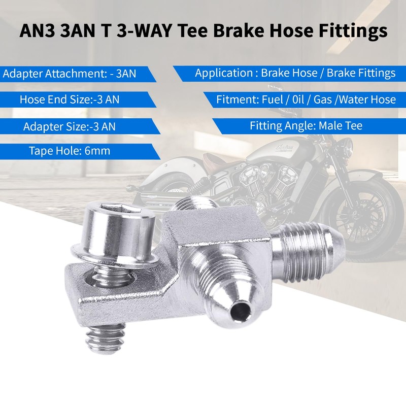 CNRAQR Stainless Steel AN3-3AN Male Brake Hose End Tee Block