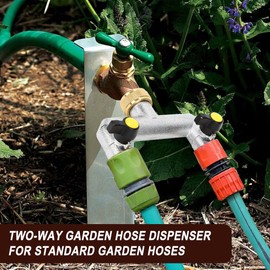 Mineup 2-Wege Wasserhahn Wasserverteiler, 3/4 Zoll Wasseranschluss Gartenschlauch Verteile, Messing Wasseranschluss Verteiler, Garten Wasserhahnverteiler mit 2 leckagefreien Kugelhähnen