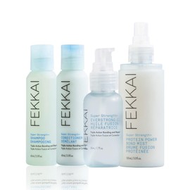 FEKKAI Super Strength+ Strengthen & Prep Bundle - Includes Shampoo (2 oz), Conditioner (2 oz), Everstrong Bonding Oil (1.7 oz) + Protein PowerBond Mist (5 oz) - Vegan, Cruelty-Free