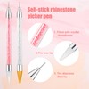 2 x double-headed rhinestone pickers, with 4 wax tips and