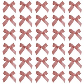 Simplegoal 50 PCS 2" Mini Ribbon Bow Dusty Rose Satin Ribbon Pre-tie Bows for Crafts, Gift Wrapping, Bakery, Candy Bags, Hair, Wedding, Christmas