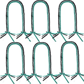 AUECOOME Graduation Ribbon Lei - Class of 2025 Graduation Gift Braided Necklace for Men and Women - Party Accessories (Green and Black)