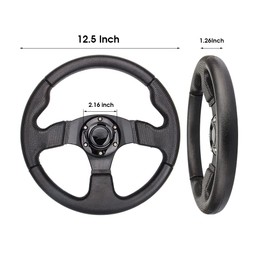 Spaorcco Golf Cart Steering Wheel Universal Design for Most Golf Cart Club Car DS and Precedent 12.5 inch Black EZGO Yamaha Steering Wheel