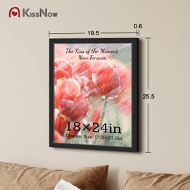 KissNow 18x24 Poster Frame 4 Pack, Black Solid Wood Picture Frame with Polished Plexiglass, Wall Hanging