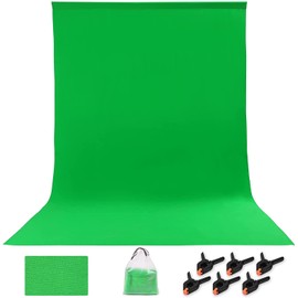 SIAZIH Greenscreen Photo Background 1.8 x 2.8 m, Foldable Green Screen Rollup Fabric Photo Background, Green Background, Made of Cotton Polyester Mix with 6 Background Clips (Approximate Weight: 700