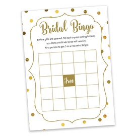 Inkdotpot Cards For Bridal Wedding Shower Bachelorette Party Bulk Blank Square Fill In Gift Ideas 50 Gold Confetti Bingo Game