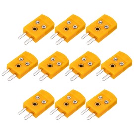 sourcing map K Type Thermocouple Wire Connectors Male Plug Adapter High Temperature 120°C(248°F) for Thermocouple Sensor Probe Dark Yellow 10pcs