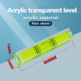 High precision mini bubble, double line small level bubble, three line flat ball level, household ruler can be turned 180 degrees (Non-magnetic, 80 * 15 * 15mm（4PCS))