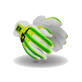 MAGID Rebel Series | Cut Level A5 Slip-on Leather Impact Driver Gloves, Yellow & Green TPR, 10/XL