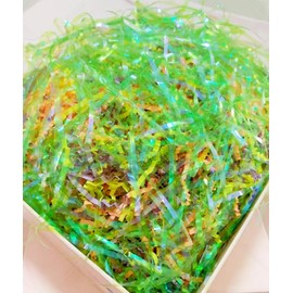 Lridescent Rainbow Easter Grass Crinkle Cut Paper,Raffia Basket Shreds Tissue Paper for Easter Egg Hunt,DIY Gift Packaging,Mix Strand Raffia Tissue Craft Party Favors Decoration 100g/3.6oz (Style B)