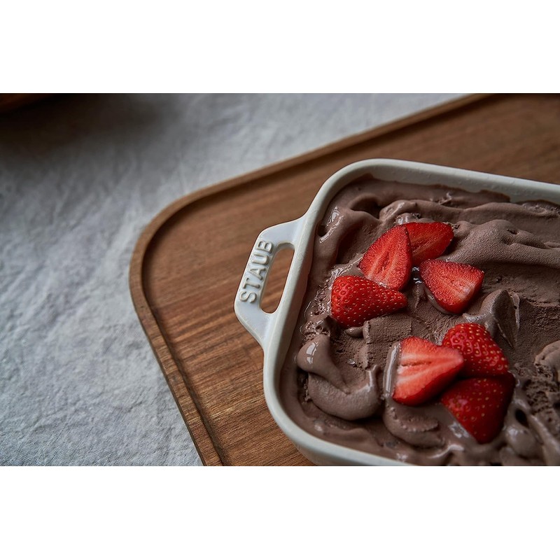 STAUB Ceramics Rectangular Baking Dish, 10.5x7.5-inch, Rustic Ivory