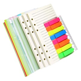 VIVIIHOO Notebook A6 Refillable with Ring Binder, Index Cards, Dividers & Index - Budget Binder with Calendar Inserts & Folder - Lined Note Paper, 135 Sheets