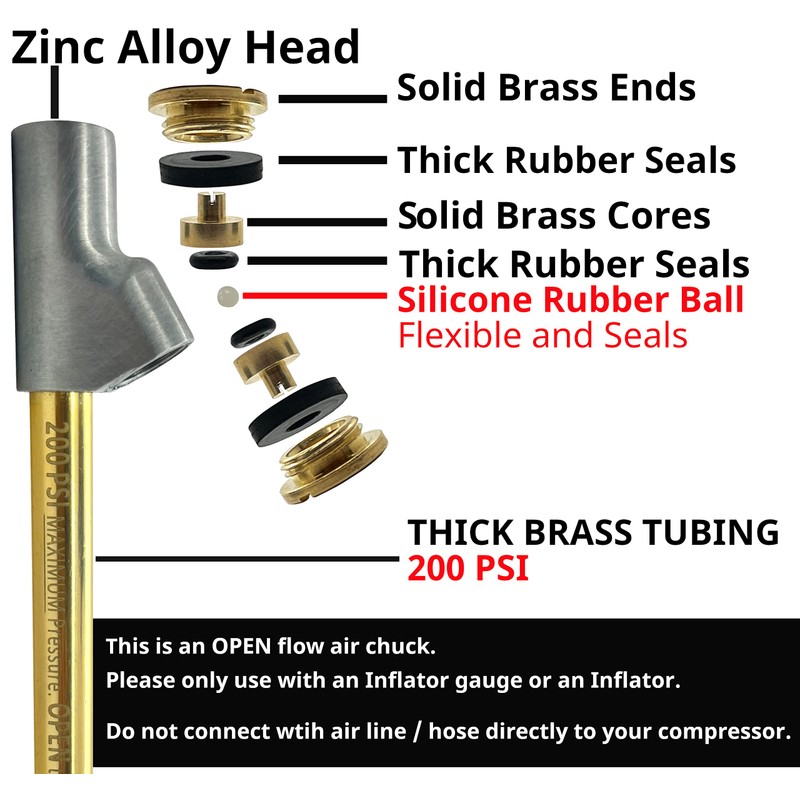 OPEN Flow Extended Reach Dual Head Air Chuck. 1/4 Inch