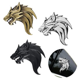 Pack of 3 Metal Wolf Head Car Stickers, Wolf Head 3D Metal Car Sticker, Scratch Sticker, Stylish and Cool, Can Be Used for Car Decoration and Cover Scratches