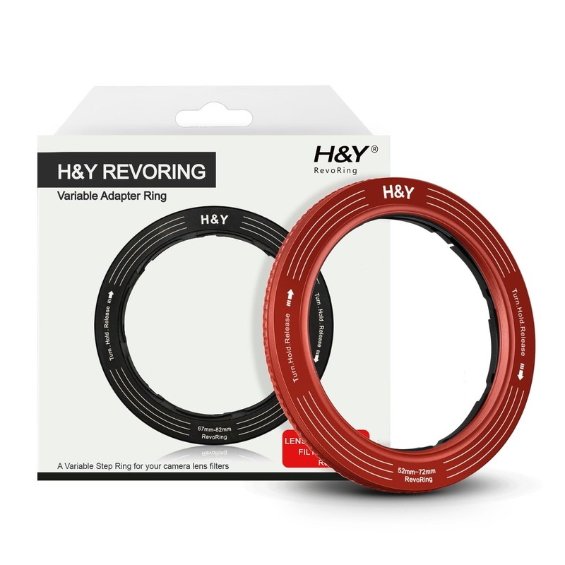 H&Y Step Up Ring REVORING 52-72mm Red Leveling Filter Diameter