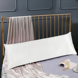 Cozysilk 100% Silk Body Pillowcase for Hair & Skin with Hidden Zipper, 20 Momme Silk Body Pillow Pillowcase, Pure Mulberry Silk Maternity Pillow Cover for Women Pregnancy (20 x 60_White)