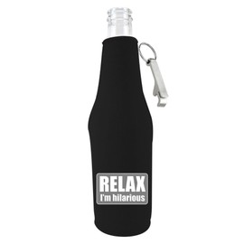 Coolie Junction Relax Im Hilarious Funny Bottle Coolie Black w/Opener