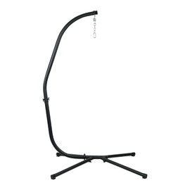 Masyardi Hammock Chair Stand Only, Heavy Duty Steel C-Stand with Spring Hook, Max Load 300lbs, for Indoor, Outdoor, Black