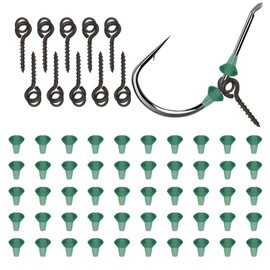 dafuhao 50 Pcs Hook Stops Rubber Shank Beads with 10 Pcs Fishing Bait Screws, Hook Stops Carp for Fishing