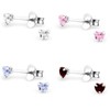 Tiny Love Heart Earrings with Crystal Stones Set of 4-925