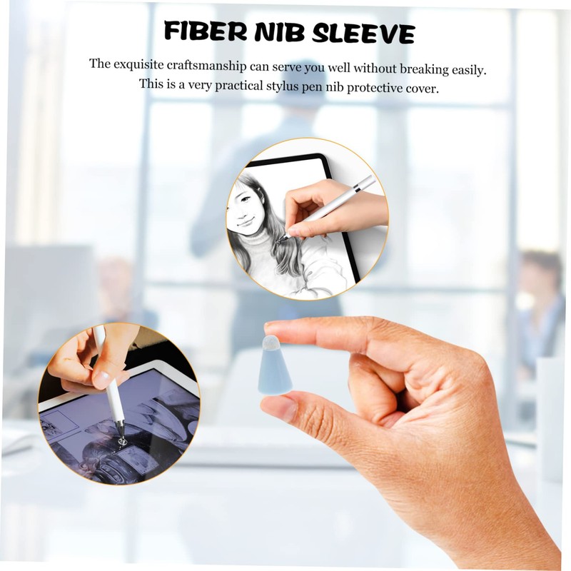 Mipcase 10pcs Fiber Capacitive Stylus Tip Cover Wear-Resistant Protector for