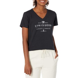 Life is Good Women's Crusher Vee Happiness is Home, Jet Black - XXXL