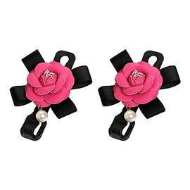 UUYYEO 2 Pcs Flower Car Seat Hooks Auto Headrest Purse Hooks Car Back Seat Hanger Portable Organizer Holder for Handbag Purse Hot Pink