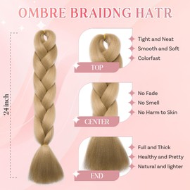 SEGO Pro Braiding Hair Extensions 24 Inch Synthetic Hair Box Jumbo Braid Hair for Crochet Twist Braids Hair Extensions for Women Braids Attachment Pack of 1 (Blonde)