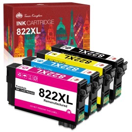 Toner Kingdom 4Pack 822XL T822XL Ink Cartridge For Epson WorkForce Pro WF-3820 WF-4820 WF-4833