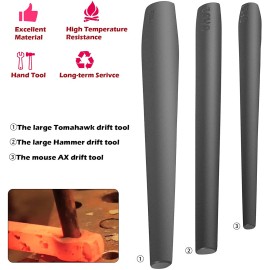 Unbranded/Generic Blacksmith Knifemakers Tomahawk, Large Hammer and Mouse ax Drift Tool Set - 3PCS