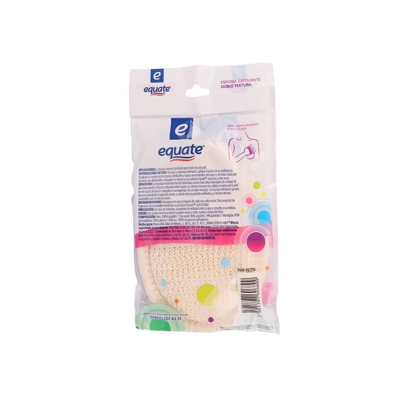 Esponja exfoliante Equate ovalada 1 pza
