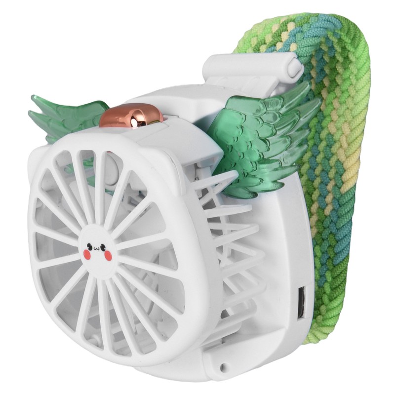 Mini Watch Fan Angel Wing Design USB Charging Wireless Braided