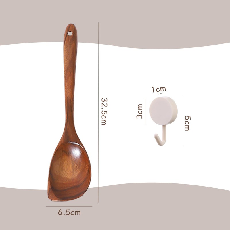 EOWVISN 1 Piece Wooden Spoon And 1 Piece White Hook,