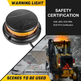 AOHEWEI LED Warning Beacon Light Amber, 8 Flashing & 2 Rotating Patterns 12/24V 36Pcs Led Strobe Lamp with Magnetic Base for Vehicle School Bus Tractor Excavators Truck