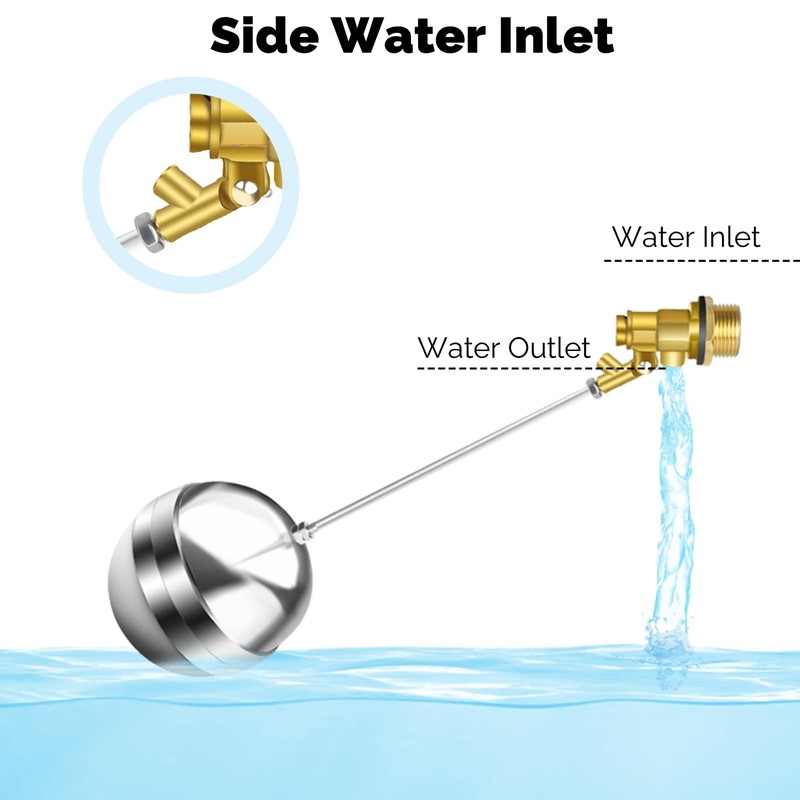 Float Valve, 1/2" 304 Stainless Steel Float Ball Valve with