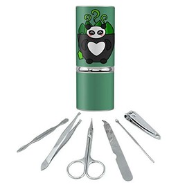 Green Tea in Giant Panda Bear Mug Stainless Steel Manicure Pedicure Grooming Beauty Care Travel Kit