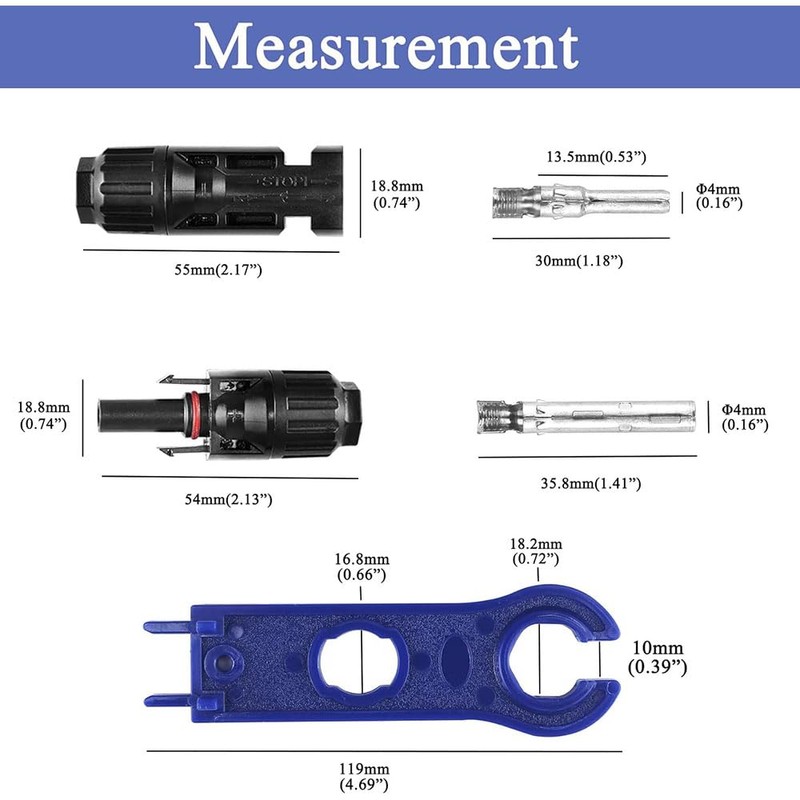 Leanockesa 10 Pairs MC4 Solar Connectors Male and Female, IP67
