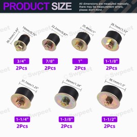 Swpeet 14Pcs 7 Sizes Neoprene Rubber Expansion Plug Set 3/4" 7/8" 1" 1-1/8" 1-1/4" 1-3/8" 1-1/2", Replace Automotive Rubber Expandable Freeze Plugs Assortment Kit for Engine